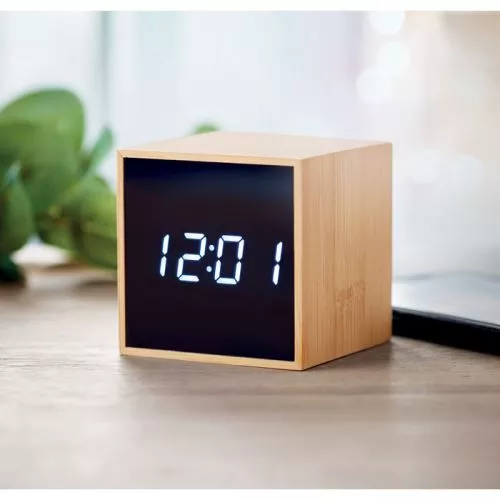 MARA CLOCK LED ébresztőóra bambusz házzal