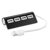 ALUHUB 4 portos USB elosztó Fekete