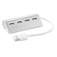 ALUHUB 4 portos USB elosztó vilagos szurke