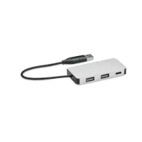 HUB-C 3 portos USB hub, 20 cm kábel ezüst