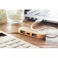 VINA C 3 portos bambusz USB elosztó
