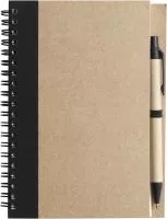 Újrahasznosított spirálfüzet tollal, 60 lapos Fekete