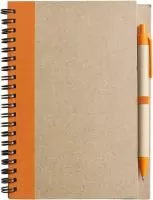 Újrahasznosított spirálfüzet tollal, 60 lapos Narancssárga