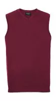 Adults` V-Neck Sleeveless Knitted Pullover Cranberry Marl