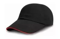 Brushed Cotton Drill Cap Black/Red