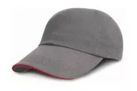 Brushed Cotton Sandwich Cap Grey/Red