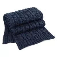 Cable Knit Melange Scarf Navy