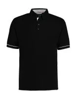 Classic Fit Button Down Contrast Polo Shirt Black/White