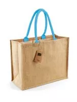 Classic Jute Shopper Natural/Surf Blue