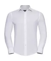 Fitted Long Sleeve Stretch Shirt Fehér