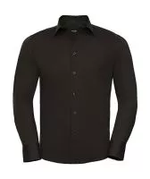 Fitted Long Sleeve Stretch Shirt Chocolate