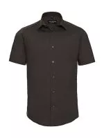 Fitted Short Sleeve Stretch Shirt Chocolate