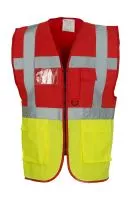 Fluo Executive Waistcoat Red/Fluo Yellow