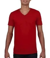 Gildan Mens Softstyle® V-Neck T-Shirt Piros