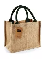 Jute Mini Gift Bag Natural/Forest Green
