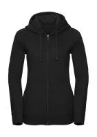 Ladies` Authentic Melange Zipped Hood Sweat Charcoal Melange