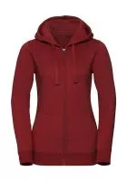 Ladies` Authentic Melange Zipped Hood Sweat Brick Red Melange