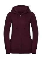 Ladies` Authentic Melange Zipped Hood Sweat Burgundy Melange