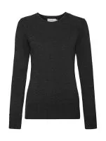 Ladies` Crew Neck Knitted Pullover Charcoal Marl