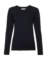Ladies` Crew Neck Knitted Pullover French Navy