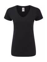 Ladies` Iconic 150 V Neck T Black