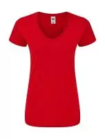 Ladies` Iconic 150 V Neck T Piros