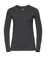 Ladies Long Sleeve HD T Grey Marl