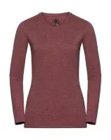 Ladies Long Sleeve HD T Maroon Marl 