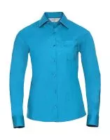 Ladies` LS Poplin Shirt Turquoise