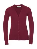 Ladies’ V-Neck Knitted Cardigan Cranberry Marl