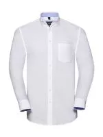 Men`s LS Tailored Washed Oxford Shirt White/Oxford Blue