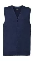 Men`s V-Neck Sleeveless Knitted Cardigan Denim Marl