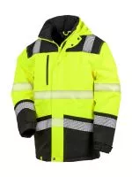 Printable Waterproof Softshell Safety Coat Fluorescent Yellow/Black