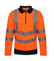 Pro Hi Vis Poloshirt LS Orange/Navy