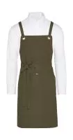 PROVENCE - Crossover Eyelets Bib Apron with Pocket Olive