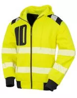 Recycled Robust Zipped Safety Hoody Fluorescent Yellow