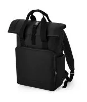 Recycled Twin Handle Roll-Top Laptop Backpack Black