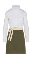 SANTORINI - Contrasted Bistro Apron with Pocket Olive