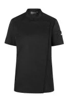 Short-Sleeve Ladies` Chef Jacket Modern-Look Black