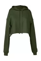 Women`s Cropped Fleece Hoodie Military Green