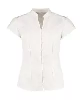 Women`s Tailored Fit Mandarin Collar Blouse SSL Fehér