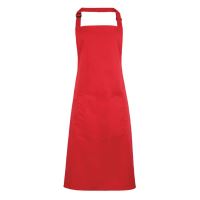 ‘COLOURS’ BIB APRON WITH POCKET Strawberry Red