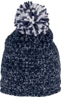BOBBLE BEANIE IN THICK KNIT Navy/White