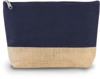 CANVAS & JUTE POUCH Navy/Natural White