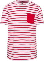 CSÍKOS RÖVID UJJÚ ZSEBESTENGERÉSZ PÓLÓ Striped White/Red