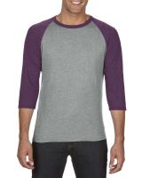 FELNŐTT TRI-BLEND 3/4 UJJÚ RAGLÁN PÓLÓ Heather Grey/Heather Aubergine