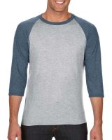 FELNŐTT TRI-BLEND 3/4 UJJÚ RAGLÁN PÓLÓ Heather Grey/Heather Navy