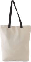 FLAT CANVAS SHOPPER WITH CONTRAST HANDLE 