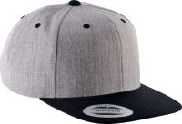 FLAT PEAK CAP - 6 PANELS Heather Grey/Black