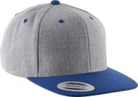 FLAT PEAK CAP - 6 PANELS Heather Grey/Royal Blue